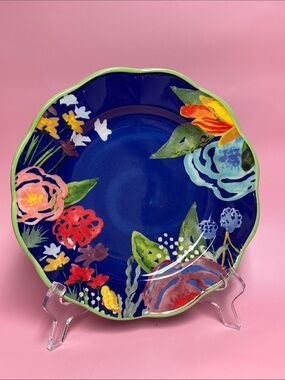 Pioneer Woman CELIA Colbalt Blue Floral Scalloped Edge Salad Plate
